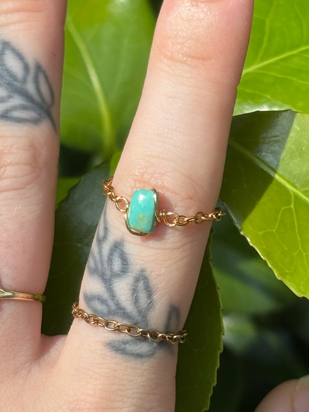 Turquoise chain ring